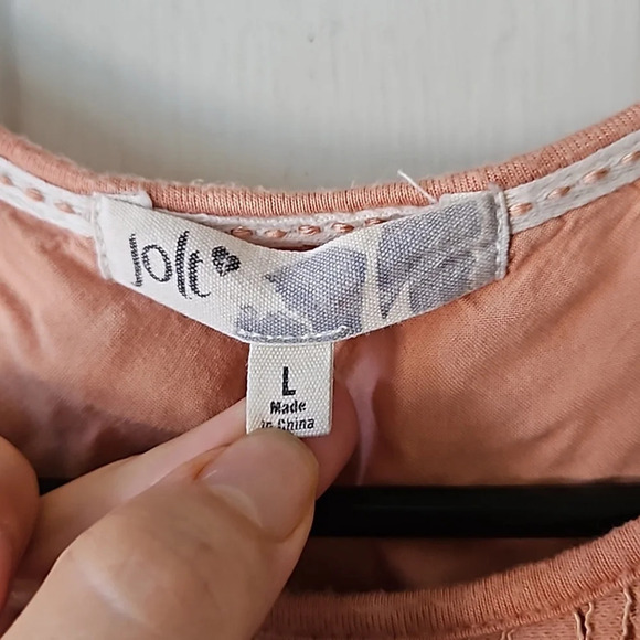 Jolt Peachy Boho Lace Ruffle Flutter Sleeve Top Large - Picture 5 of 9